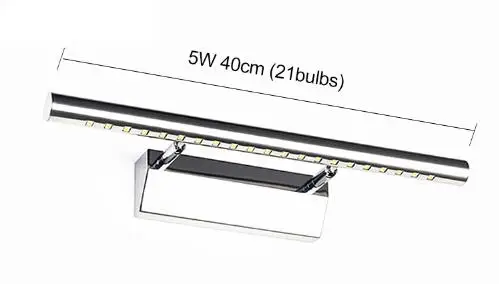 3W/5 Вт/7 Вт светодиодный настенный светильник, зеркало для ванной комнаты, теплый белый/белый, настенный светильник, светильники из алюминия и нержавеющей стали с переключателем - Цвет абажура: 5W 40cm