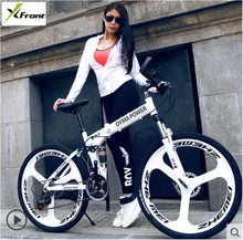New X-Front 26 inch carbon steel damping folding bike frame mountain bicycle 27 speed disc brakes One wheel MTB bicicleta