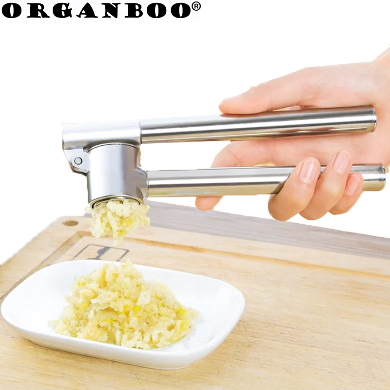 ORGANBOO 1PC Long Handle Stainless Steel Garlic Press Kitchen Tools