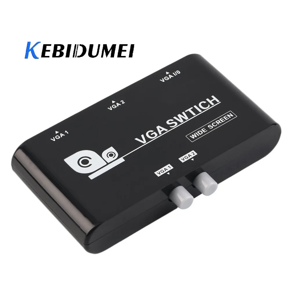 

kebidumei Mini 2 Port VGA Selector Box VGA/SVGA Manual Sharing Selector Switch Switcher Box 2 In 1 Out For LCD PC Laptop compute