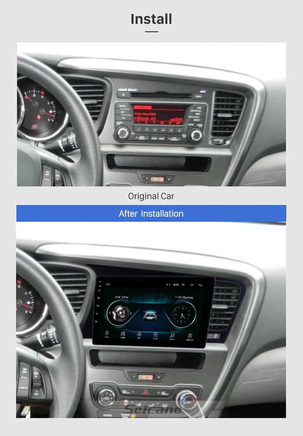 Perfect Seicane 9 Inch Quad-core Android 8.1 Car radio for Kia k5 2011 2012 2013 2014 LHD car dvd player GPS navigation car multimedia 2