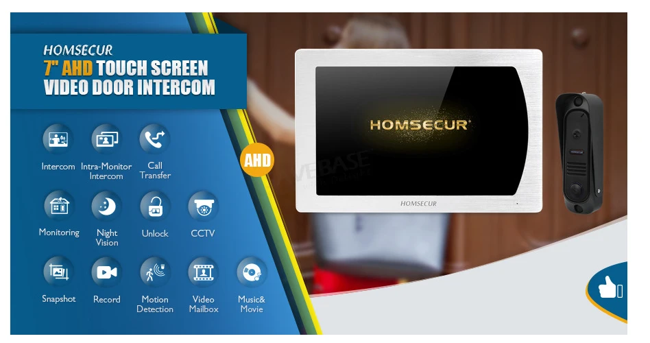 Homssecur 7 "проводной AHD видео и аудио дома, домофон с ИК Ночное Видение BC041HD-B + BM717HD-S