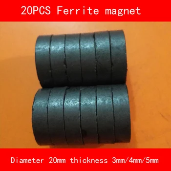 

20PCS diameter 20mm thickness 3mm 4mm 5mm work temperature -40 to +220 Celsius circular permanent Ferrite Magnet