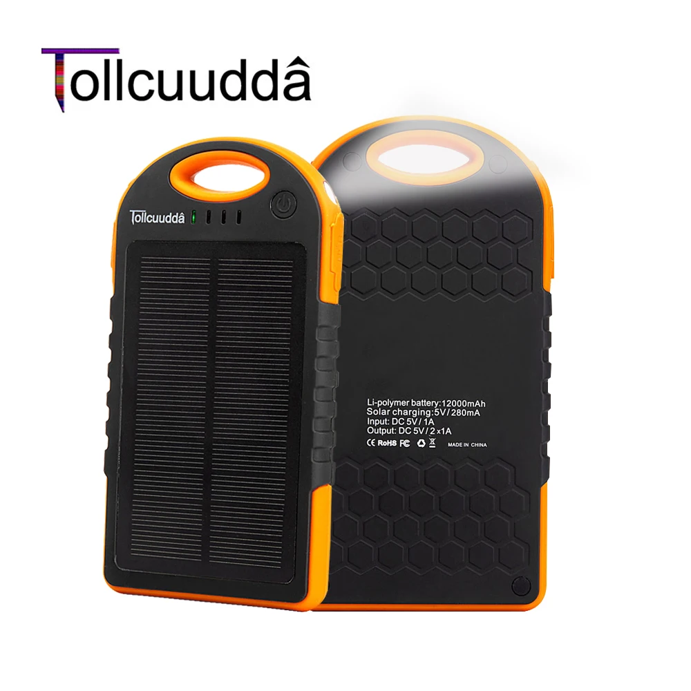 imágenes para Tollcuudda 12000 mAh Solar Power Bank Batería Externa PowerBank MI Cargador Dual USB Portátil Para Android Xiaomi Iphone 6 imágenes para Tollcuudda 12000 mAh Solar Power Bank Batería Externa PowerBank MI Cargador Dual USB Portátil Para Android Xiaomi Iphone 6
