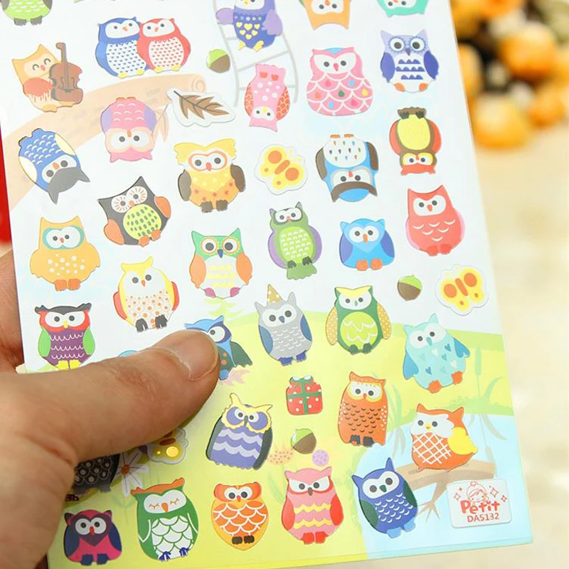 

6pcs/lot Cute Stickers Owl Cartoon Diary Scrapbook Calendar School Notebook Stickers Label Cellphone Decor For Kids Children