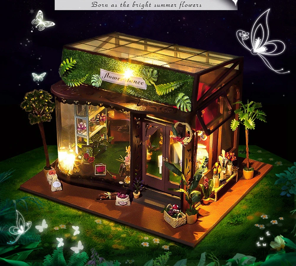 

Doll House Gifts Miniature Diy Puzzle Toy Model Wooden Furniture Mini 3D Building Blocks Toys Birthday Gifts Flower Dance