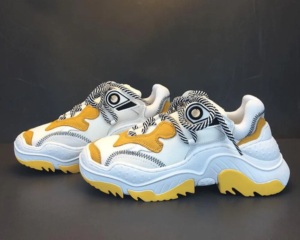 

White Yellow Mixed Women Platform Flats Slip On Casual Sneakers Black Design Zapatillas Mujer Ladies Moccasin Shoes Creepers