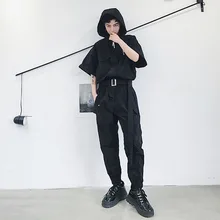 Мужские модные повседневные брюки карго уличная хип хоп короткий рукав с капюшоном ползунки с цветами мужские Wo мужские шаровары комбинезоны брюки