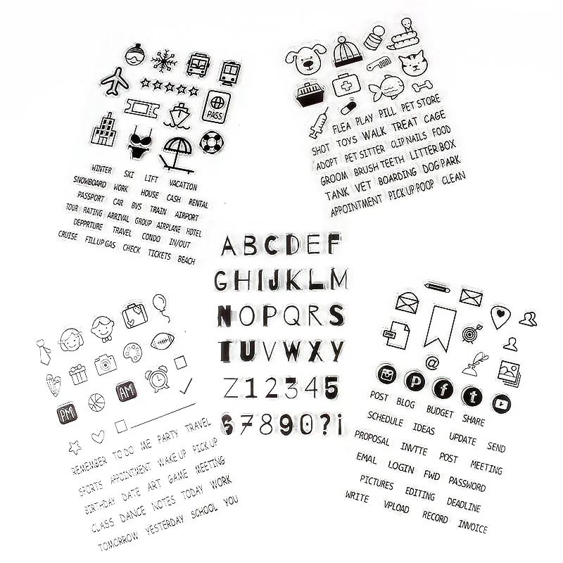 1 шт. экологически чистые силиконовые прозрачные штампы буквы слова дизайн часов