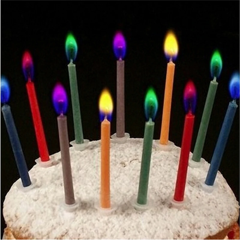 12 шт. свадебный новогодний подарок распродажа цветные свечи для торта на день рождения безопасное пламя десерт на вечеринку украшения дома орнамент