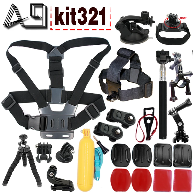 

GoPro accessories 33 in 1 Set Family Kit Go Pro SJ4000 SJ5000 SJ6000 accessories package for GoPro HD Hero 1 2 3 3+ 4 xiaomi yi