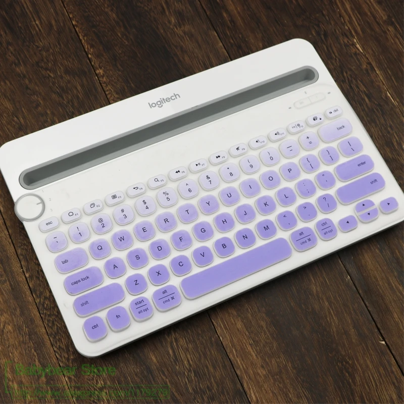 Защитная крышка для клавиатуры для logitech K480, Bluetooth, многофункциональная клавиатура, силиконовая, Пылезащитная, беспроводная, настольная, Пылезащитная пленка - Цвет: fadepurple
