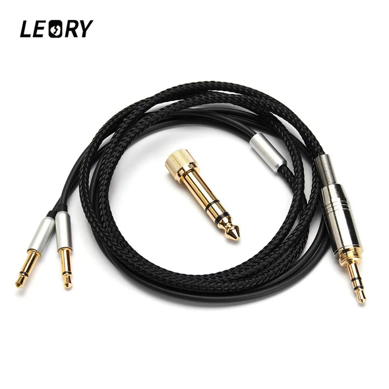 

LEORY Replacement Headphones Cable 3.5mm/6.35mm To 2 X 3.5mm Audio Upgrade Cable For Meze 99 Classics/Focal Elear Headphones