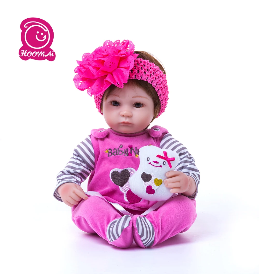 

45cm Fashion Silicone Reborn Baby Dolls Realistic Newborn Princess For Kids Rooted Hair Soft Boneca Cotton Body XMAS Gift