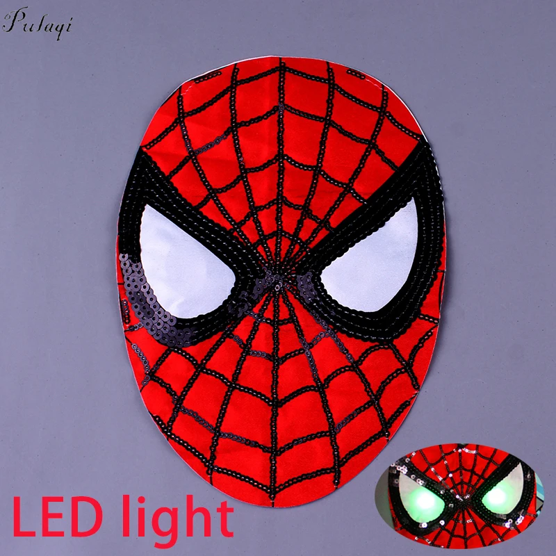 

Pulaqi DIY Spiderman Stripe Rock Patch LED Light Sequins Punk Patches On Clothes Sewing On Embroidered Patches For Clothing F