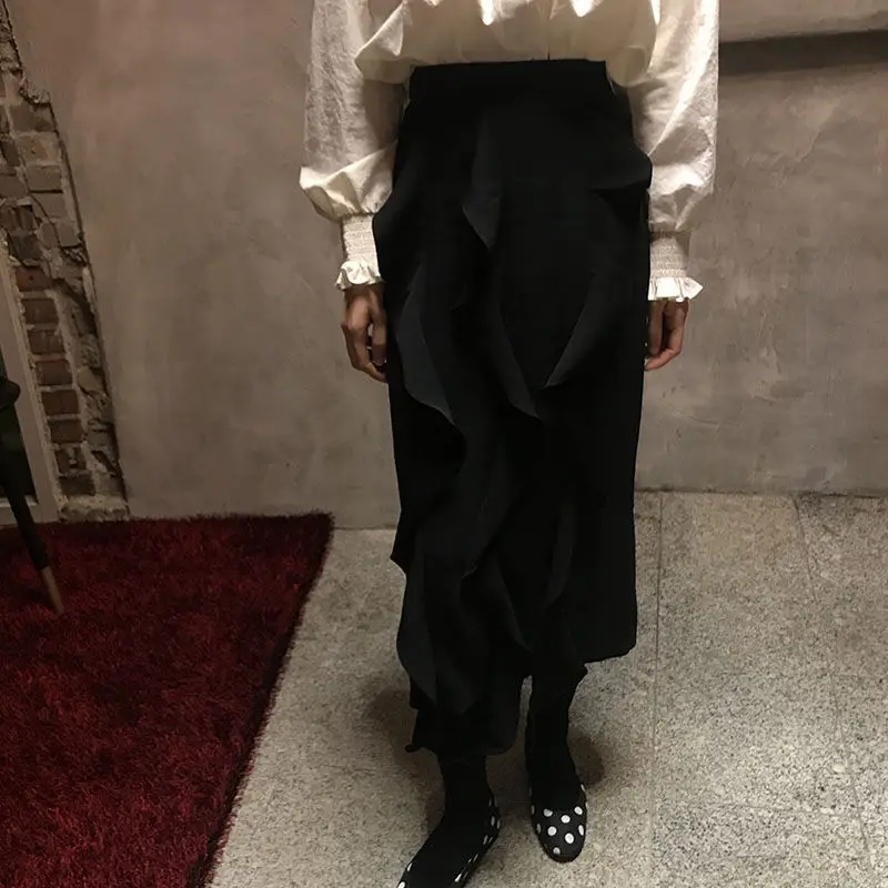 Hzirip Корейская новая юбка однотонная Женская Весенняя летняя Высокая талия длинная до середины икры модные высококачественные хлопковые юбки Женская куртка Faldas