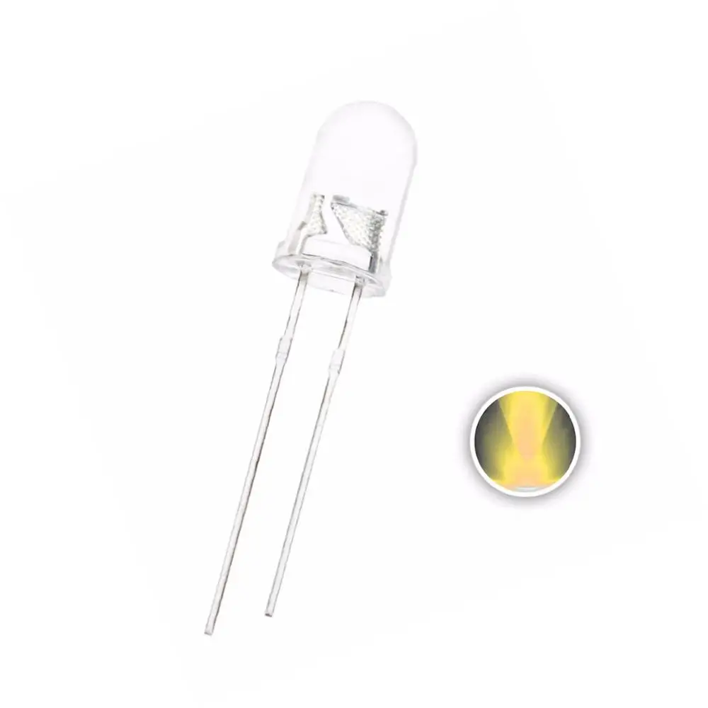 100 шт. 5 мм LED теплый белый прозрачный ультра яркий 3000K 3500K 20mA 3V Круглый лампа через