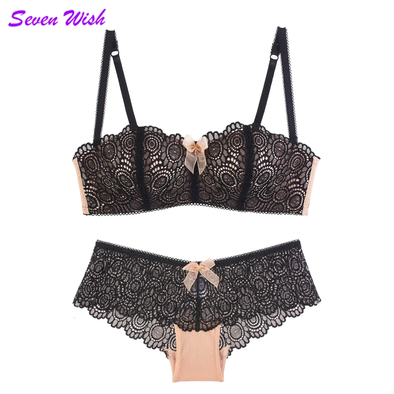 

Hot underwear set thin female small wireless bra push up cup tube top comfortable lace sexy bra set