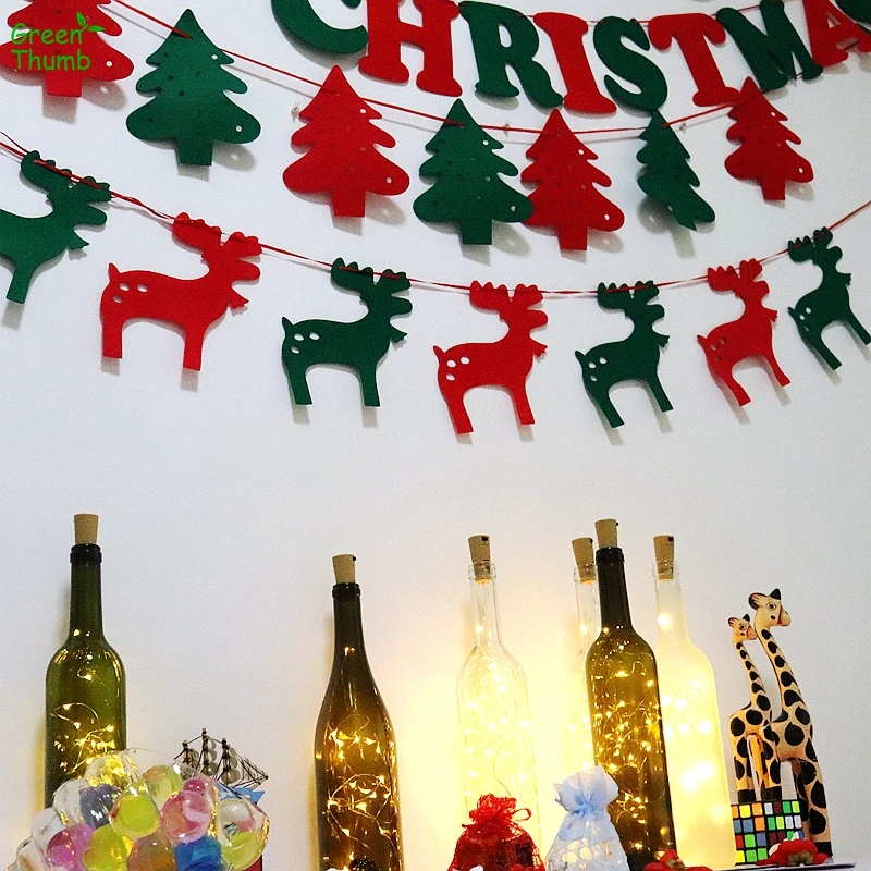 

1pc Christmas Supplies Pull Flag Letters Stocking Snowman Christmas Moose Pennant Bell Christmas Trees Bunting Party Decoration