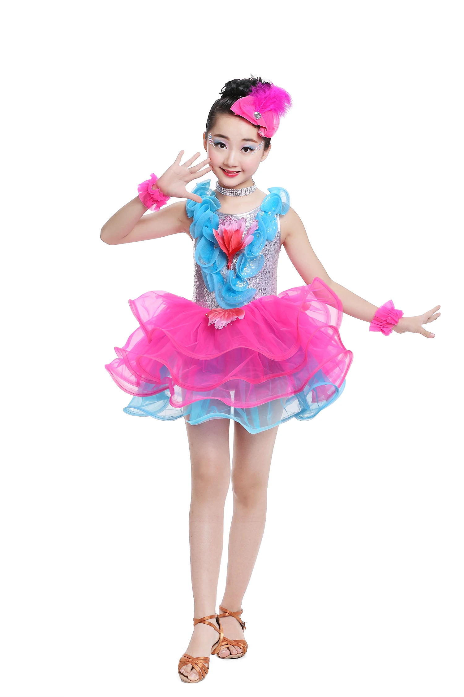

Children's costumes sequined tutu skirt latin dance girls princess nursery modern jazz dance performance clothing