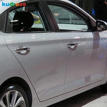 

For Hyundai Verna Solaris Accent 2017-2019 Fifth GE ABS Chrome Door Handle Cover Trim Sticker Car styling Accessories one hole
