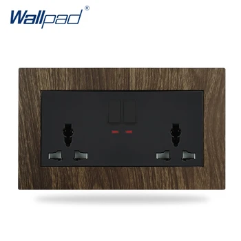 

Wood Universal Switched Socket Wallpad Aluminium Satin Metal 13A UK Multi Function Universal LED Socket with Switch 110V-240V
