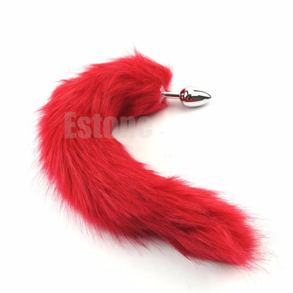 Red Fox Tail Butt Metal Plug 38cm Long Anal Sex Toy In Anal Sex Toys