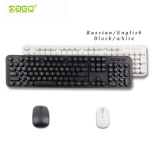 Sago Retro keyboard Russian English keyboard Mouse 2 4G wireless Mechanical felling office Keyboard Mouse for