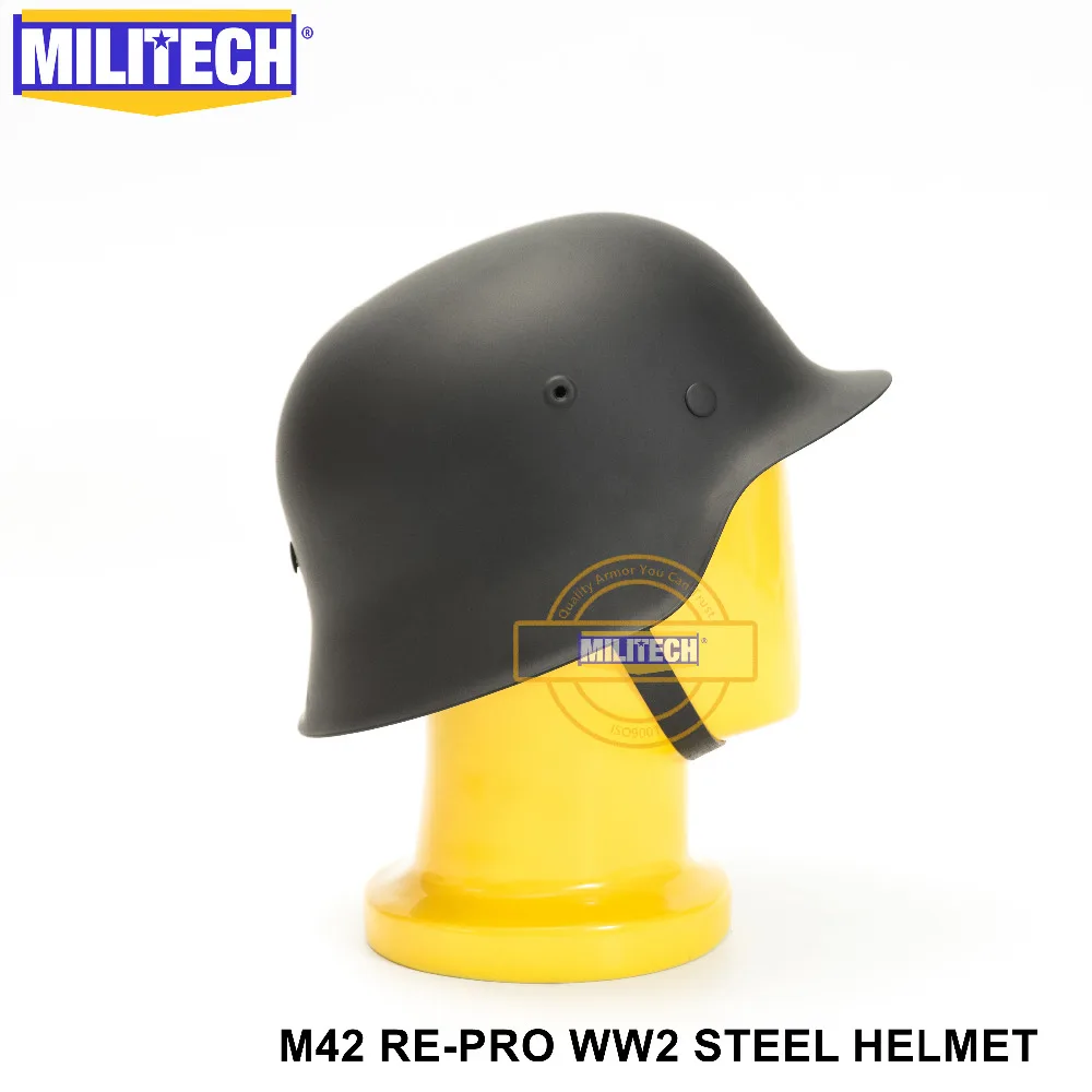 MILITECH Черный WW2 Немецкий M42 Стальной шлем WW II M42 Repro немецкий шлем мотоциклетный защитный шлем 2 мировая война коллекционный шлем