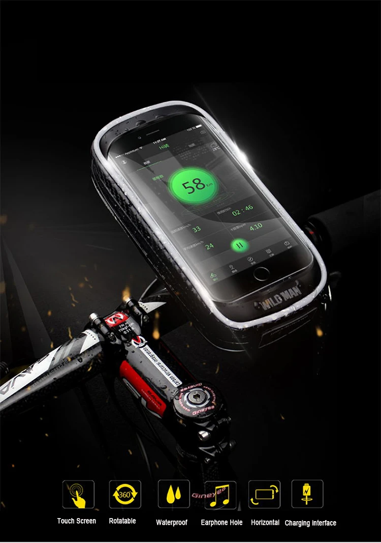 Сумка для велосипеда WILD MAN, Передний телефон на велосипеде, сумка для велосипеда, непромокаемая, с сенсорным экраном, велосипедная сумка для 5,5/6,3 велосипедные принадлежности