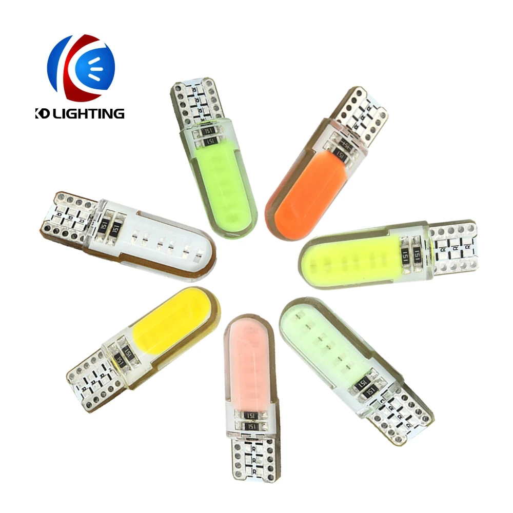 KD1PCS/100 PCS/300 PCS/500 PCS Led Light T10 W5W 12 чипов COB LED Автомобильный силиконовый чехол лампочки