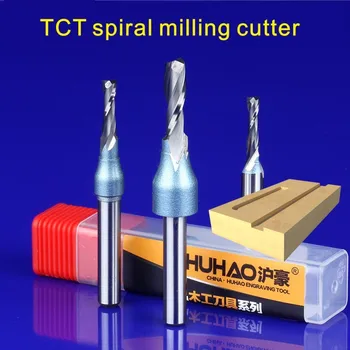 

1PC 1/4 6.35(MM) TCT Spiral double-edged straight sword alloy milling cutter for engraving machine Woodworking slotted