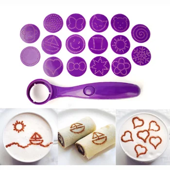 

New Magic Spice Spoon Food Decorating Tools 16 Different Images Decor Coffee Cake Foods Piping Spoons Funning Kitchen
