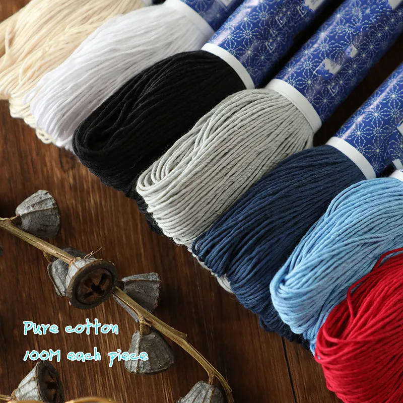 

wholesale 7colors Dia.1mm 100m/pcs Pure cotton pure color Embroidery thread cross stitch sewing line thread free shipping