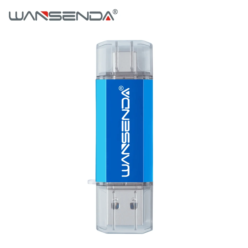 WANSENDA OTG флеш-накопитель 2 в 1 TYPE C USB3.0 USB флеш-накопитель 32 Гб 64 Гб 128 ГБ 256 ГБ 512 ГБ USB флешка 3,0 флеш-накопитель для Android/PC - Цвет: Синий