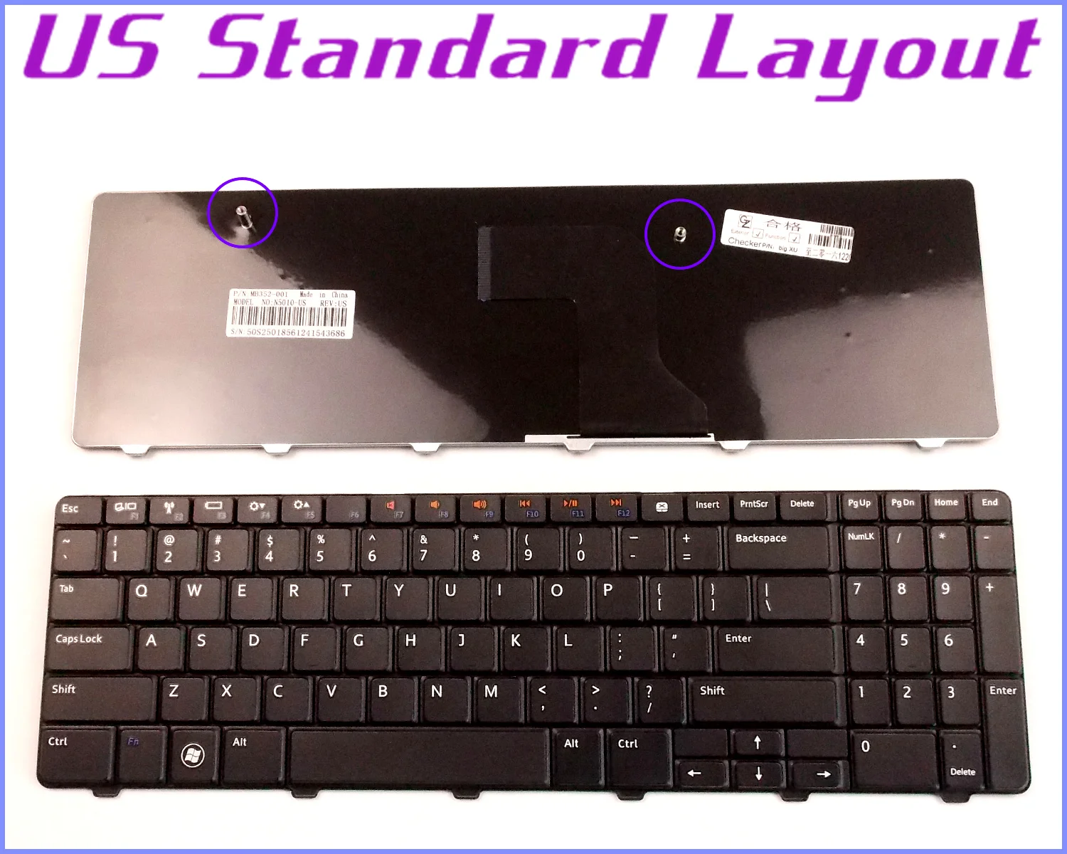 New US Layout Keyboard for Dell Inspiron 15 15R 5010 N5010 M5010 NSK