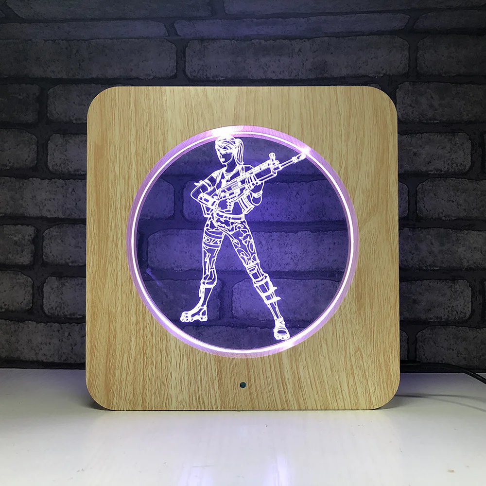 Пластиковая деревянная зерновая линия лампа серия игры по умолчанию для девочек 3D светодио дный лампа USB настольная лампа для декора