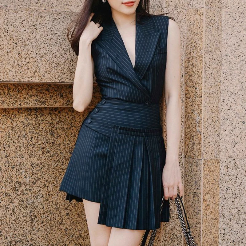 Женский офисный костюм INDRESSME асимметричный плиссированный комплект из 2