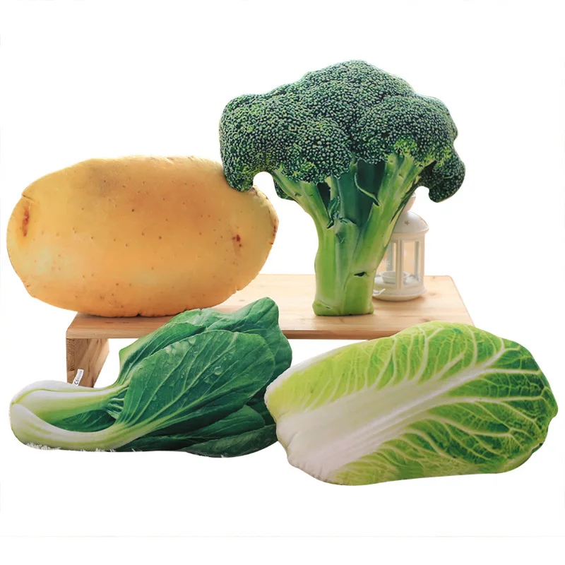

1pc Creative Simulation Vegetables Sofa Pillow Stuffed Potato, Broccoli Plush Toys Nap Pillow Soft Cushion Kawaii Birthday Gift