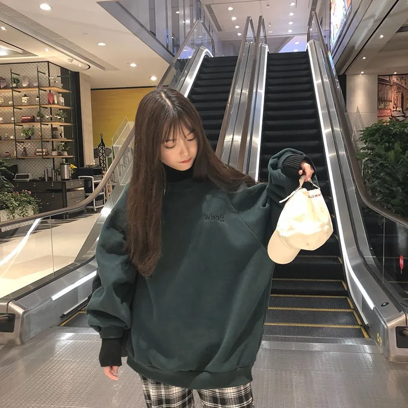 Hoodies Women Autumn Winter Trendy Embroidery Korean Style Simple Casual Kawaii Ulzzang Oversize Wo