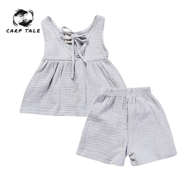 

2019 children's clothing new children's cotton Baby ruffled shirt + shorts two-piece baby girl clothing infant clothing