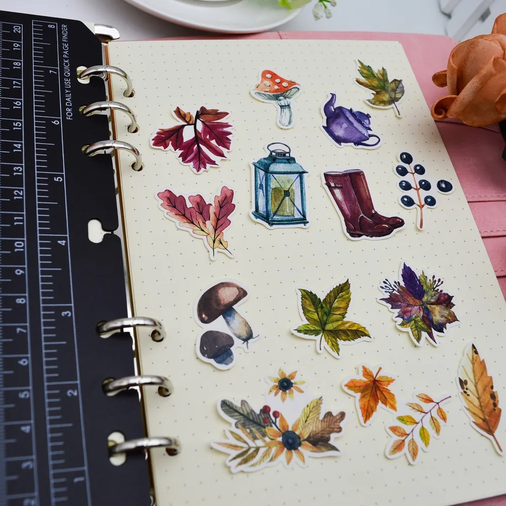 49 шт ручной рисунок Осенний лист стикер планировщик для скрапбукинга DIY сухой клей стикер