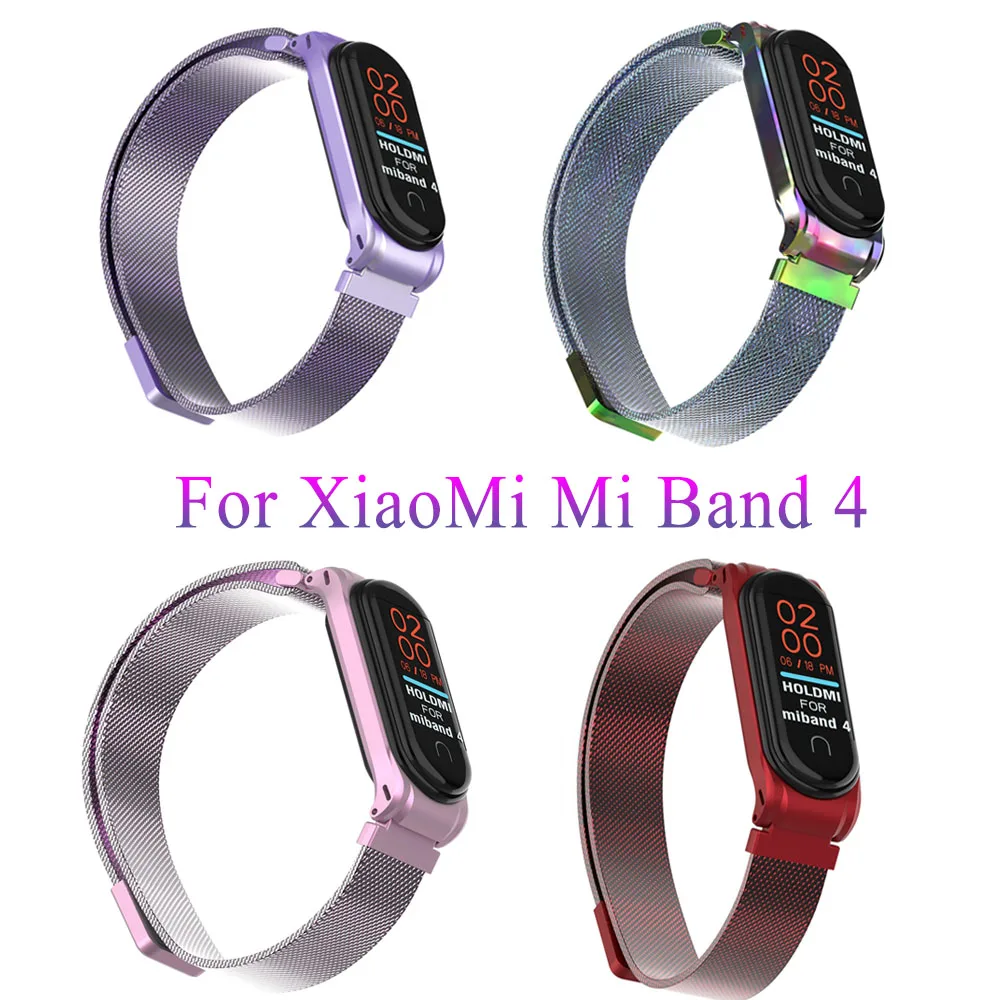 OLLIVAN mi Band 4 металлический ремешок с пряжкой для Xiaomi mi Band 4 3 браслет mi band 4 Band 4 аксессуары Магнитный браслет с пленкой