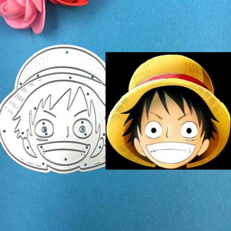 

1PCS Lovely boy Luffy cutting die+1PCS carft Tag Stencil For DIY Scrapbook Paper Card Decorative Craft Embossing Die Cuts