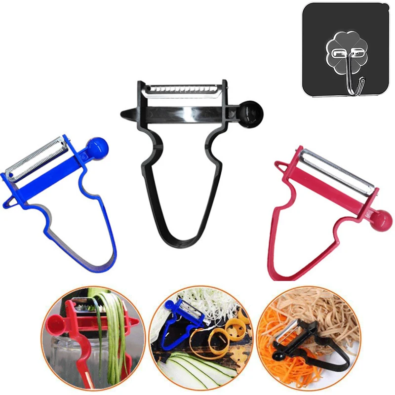 

3PCs Magic Trio Peeler Set Slicer Shredder Peeler Julienne Cutter With Hook Stainless Steel Blade Zesters Kitchen Tools