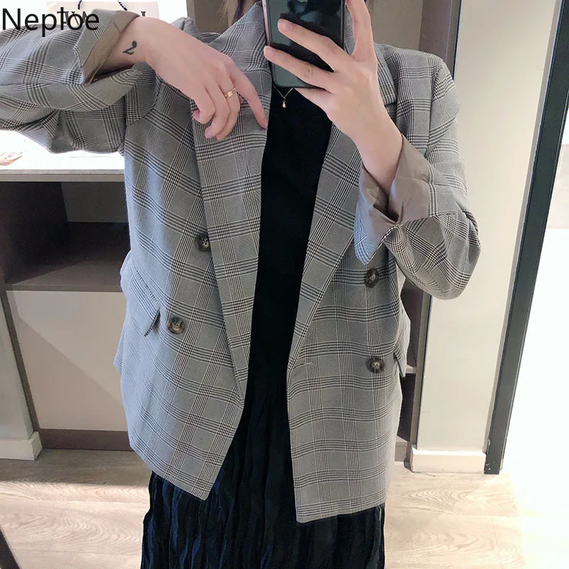 Nepole Plais карманы женские грациозные смеси весна осень элегантные женские модные пиджаки винтажные повседневные свободные шикарные пальто 80040