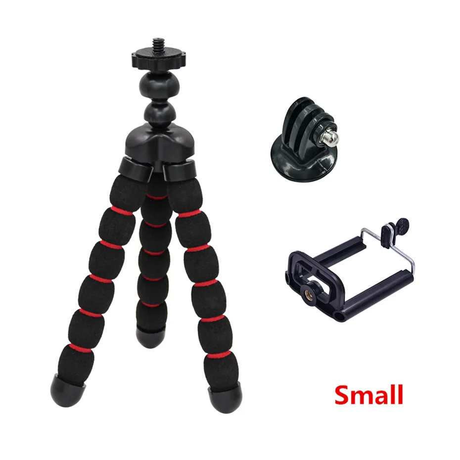 Портативный Гибкий штатив-тренога для камеры Gorillapod Mini Monopod для Nikon sony Canon d5200 DSLR Gopro HERO 4K camera - Цвет: SM clip base