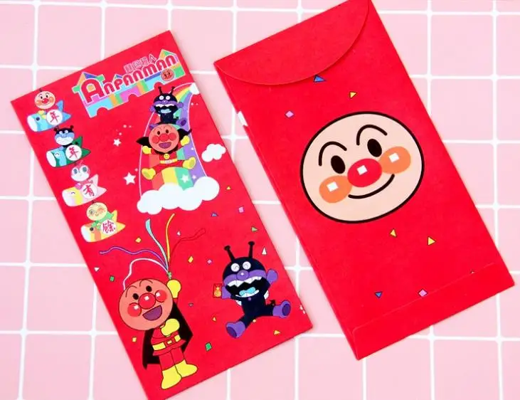 5 шт. Kawaii Comic Anpanman китайский красный раппер новый год что-то для китайского весеннего фестиваля подарок красные конверты