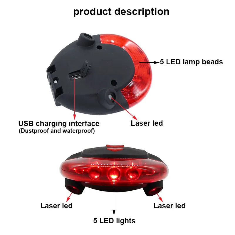 FTW велосипедный задний светильник USB Перезаряжаемый 10 линейный лазерный велосипедный задний светильник для ночного велоспорта аварийный задний светодиодный фонарь Водонепроницаемый