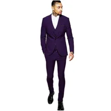 Для мужчин костюм платок костюм Фиолетовый Slim Fit свадьбу лучшего Для мужчин костюм из трех предметов пользовательские